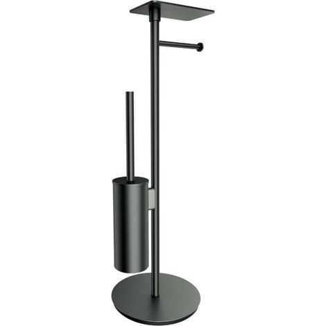OMNIRES Modern Project - Toilettenpapier- und Toilettenbürstenhalter mit Ablage, Graphit gebürstet MP60820GR (1/5)
