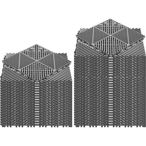 310 x 310 mm rutschfeste modulare Bodenfliesen, ineinandergreifende PP-Drainagematten, automatische Entwässerung, einfache Verlegung, für Bad, Küche, Pool und Außenbereich, grau, 50er-Packung (1/5)