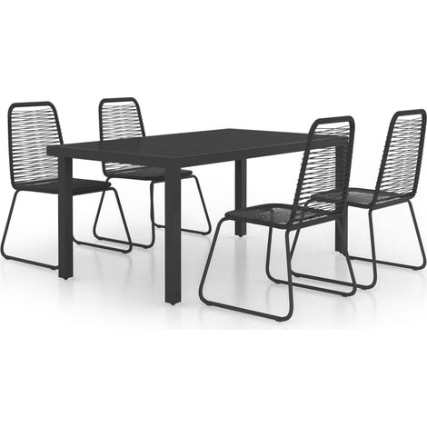 Maison Exclusive - 5-tlg. Garten-Essgruppe PVC Rattan Schwarz