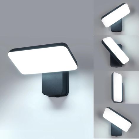 Applique Murale Extérieur LED, 18W IP65 Etanche Rotative à 350 Lampe Exterieur Moderne Luminaires Extérieur Jardin, Noir, Lumière Blanche Froide 6000K (1/5)