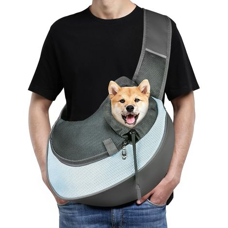 Sac de Transport pour Chien Chat, Sac à Réglable BandoulièRe pour Petit Moyen Chiens/Chats, Sac à Bandoulière Mains Libres pour Animaux Jusqu‘à 5kg pour l'extérieur, Marcher, Voyages(Bleu)