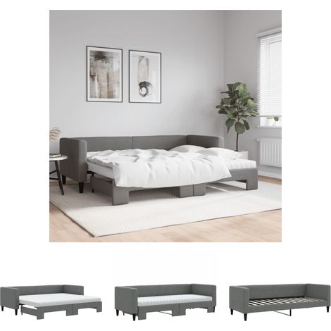 The Living Store Tagesbett Ausziehbar mit Matratzen Dunkelgrau 80x200 cm Stoff - Betten & Bettgestelle (1/5)