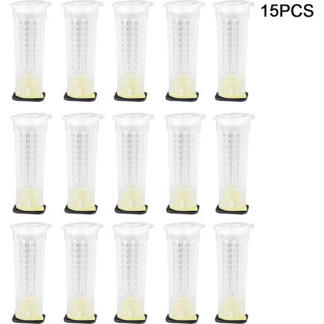 Cages d'élevage en plastique pour reine des abeilles, 15 pièces, protection Anti-morsure, équipement apicole, outil contre les insectes (1/5)