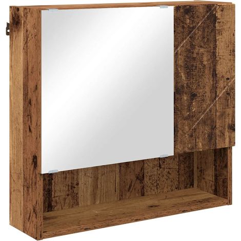 Armoire miroir moderne gain de place rangement salle de bain 59 x 17 x 55 cm en bois d'ingénierie ancien (1/5)