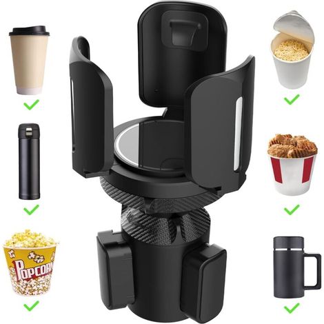 Porte Gobelets pour Auto Tout Purpose Car Cup Holder Adaptateur Expander Adjustable Base Multifunctional Voiture Tasse Boisson Porte-Boissons pour Voitures Canettes de Boisson Holder Noir (1/5)