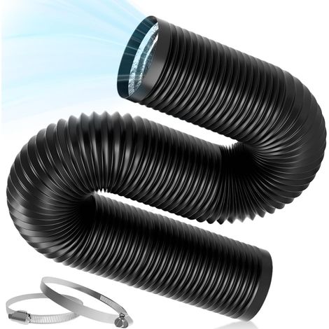 Conduit d'air flexible en aluminium PVC de 125 mm avec 2 colliers de serrage en acier inoxydable pour sèche-linge, hotte aspirante, extracteur d'air Noir 3 m (1/5)