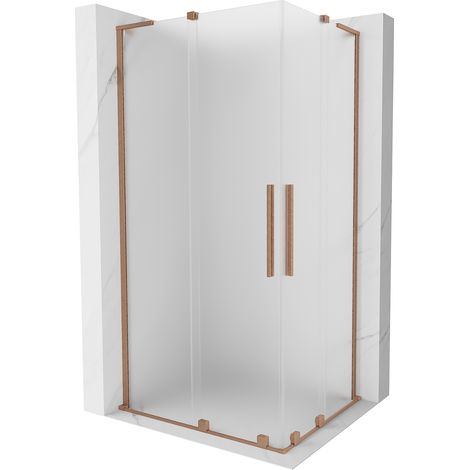 Mexen Velar L Duo Duschkabine Schiebetür 90 x 80 cm, mattiert, gebürstetes Kupfer - 871-090-080-02-33-65 (1/5)