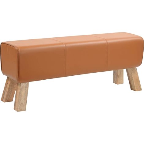 Bench 110 x 30 x 45 cm Real Leather Brown vidaXL (1/5)