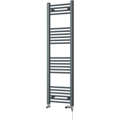 Zennor - Anthracite Dual Fuel Towel Rail H1400mm x W400mm Standard - Straight (1/3)