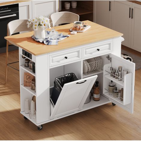 Küchentisch aufbewahrung mobil 120 cm ausklappbar OKMYHOME (1/5)