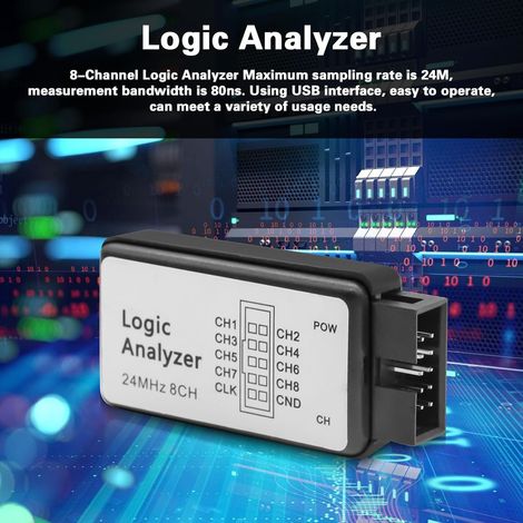 Analyseur logique USB 24 MHz 8 canaux,Logic Analyser 8 CH, 24MHz avec Câble USB et fil de saut,Analyse Logique USB pour une Grande variété de Décodages,Compatible avec Arduino (1/4)