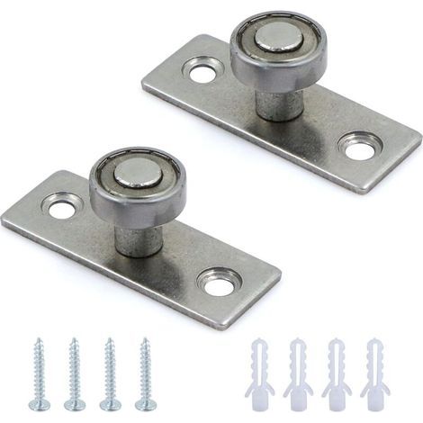 Set di 2 staffe metalliche per ferramenta per porte scorrevoli - Sistema per porte scorrevoli - Sistema di guida per finestre e porte - Montaggio a parete per installazione sotto la porta - Argento (1/5)