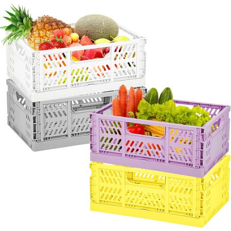 Lot de 4 Paniers de Rangement Pliables en Plastique 30 x 20 x 12 cm Pour cuisine, chambre à coucher, bureau (1/5)