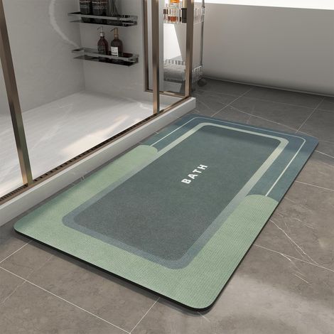 Tapis de Bain Diatomite Vert 60x120cm, 5.5mm Ultra-Absorbant, Antidérapant à Séchage Rapide, Idéal pour Salle de Bain (1/5)