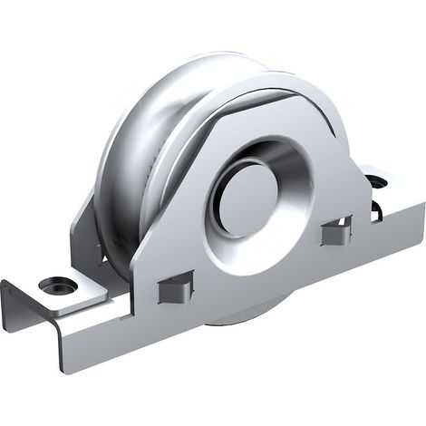 Monture à support intérieur en INOX pour portail coulissant - Galet Ø100 mm à gorge ronde Ø21 mm - 400 kg