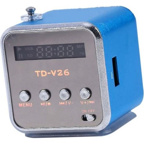 Haut-parleur portable - - Mini haut-parleur - FM Radio - Batterie 600mAh - Couleur Noir Bleu (1/5)