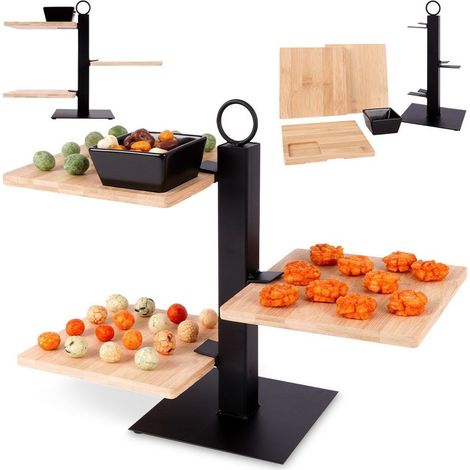 3-stöckige Bambusplatte für Kuchen, Kekse, Obst, Snacks (1/5)