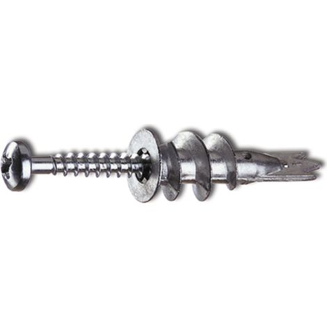 Metall Rigipsdübel mit Schrauben - Gipskartondübel 13x32 für eine starke Befestigung in Gipspaltten bis 24mm, Zinkdruckguss - Hohlraumdübel mit Linsenschrauben 4,5x35 100 Stück