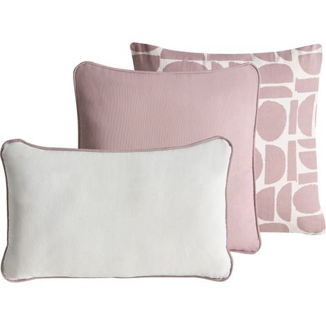 Set of 3 Scatter Cushions Pink Cotton Fabric 45/30 x 45/50 cm Throw Pillow PENTACE