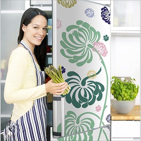 Sticker réfrigérateur et lave vaisselle, fleurs colorés nature, 180 cm X 59,5 cm (1/2)