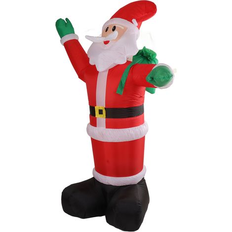 Aufblasbarer Weihnachtsmann, 2,4 m, mit LED-Beleuchtung, Polyester, Geschenktüte, für Garten und Zuhause, 100–240 V (1/5)