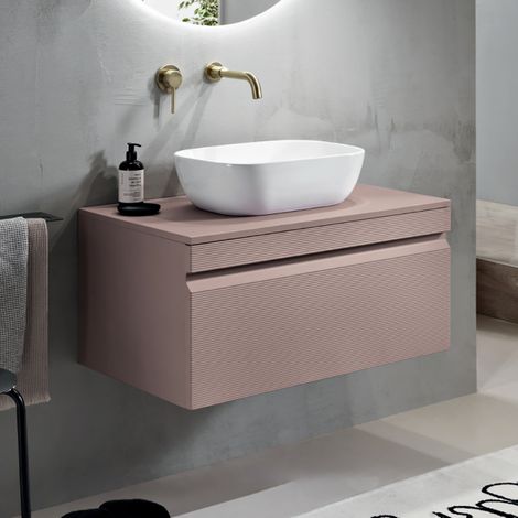 Cassetto sospeso portalavabo da bagno in PVC 100 cm RIO Rosa Polvere (1/3)