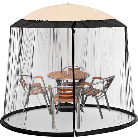Moustiquaire pour parasol, Moustiquaire d'extérieur, Moustiquaire réglable pour parasol 230 x 300 cm, avec fermeture éclair (1/5)