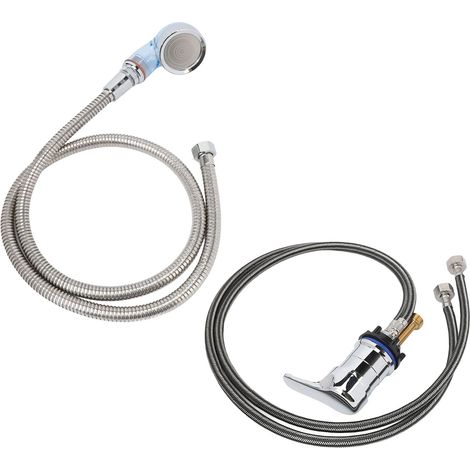 Ensemble robinet de lavage pour salon avec pommeau de douche, tuyau 120 cm et mitigeur, kit bassin de shampoing professionnel. (1/5)
