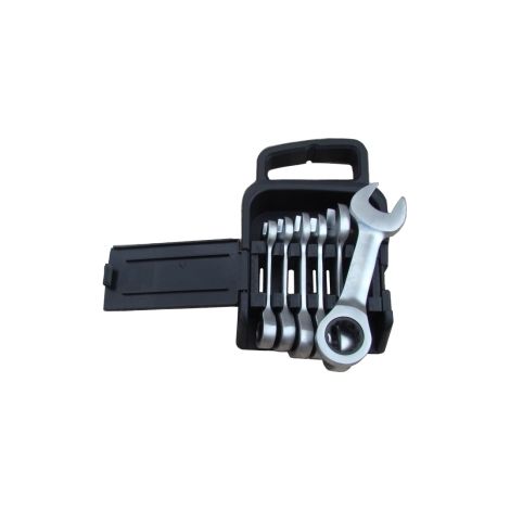 Chiavi combinate corte a cricchetto set 7 pz in raccoglitore di plastica