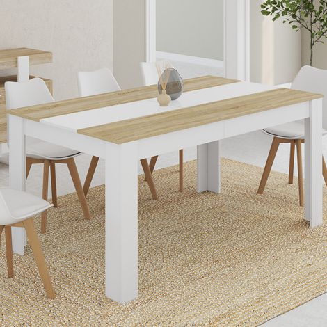 GEORGIA mesa de comedor para 8 en blanco y haya imitación 160 x 90 cm (1/5)
