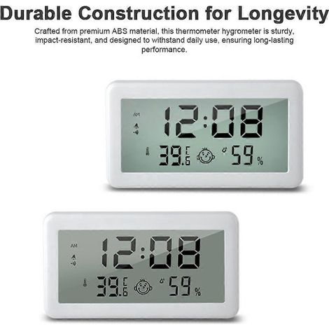 Digitales Innenthermometer und Hygrometer für Zuhause: Präzise LCD-Anzeige von Temperatur und Luftfeuchtigkeit mit Zeitanzeige