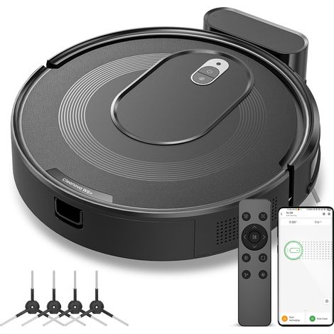 VACTIDY Cleanova W6+ -Aspirateur Robot-5000Pa-720ML-120 min Autonomie-Surface Couverte 120㎡-Anti-Poils-Recharge Automatique-Alexa/Google Home/IFTTT