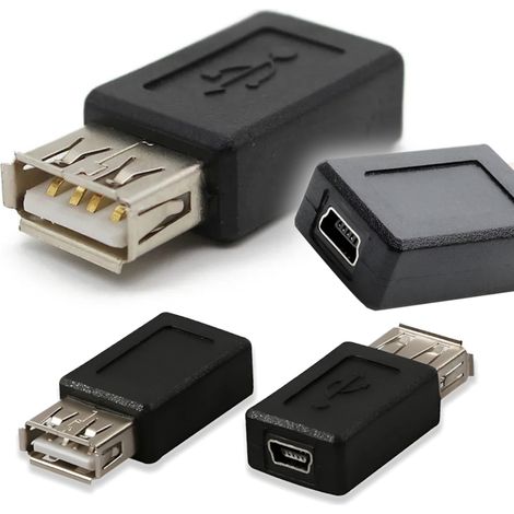 Adaptateur USB femelle vers mini USB femelle. Adaptateur de connecteur mini USB. (1/5)