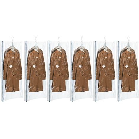 Sacs de Rangement sous Vide Suspendus pour vêtements, 6 Jumbo, Crème (1/5)