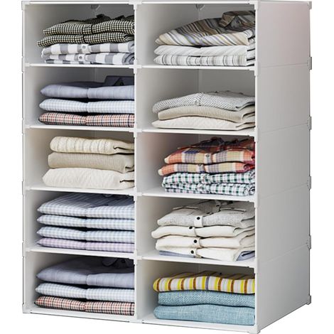 Étagères Modulaires, Organisateur de Vêtements pour Placard, Étagère pour Chambre, Couloir. Étagères de Rangement pour la Maison, Le Couloir, la Chambre. 10 Modules (1/5)