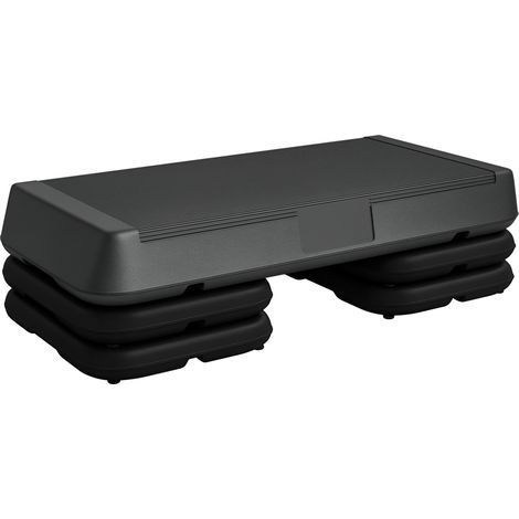 Stepper aérobic fitness hauteur réglable 3 niveaux 10/15/20 cm surface antidérapante plastique, gris (1/5)