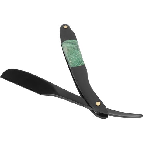 Manuel porte-lame de rasoir en bois, manche pliant en alliage de zinc, pour salon de coiffure, vert et noir (1/5)