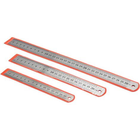 Règle à dessin double échelle en acier inoxydable, lot de 3 (1/5)