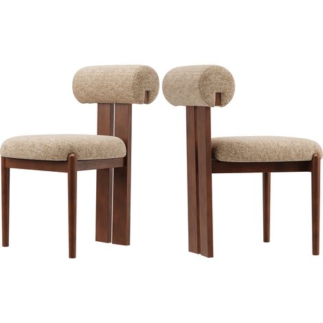 Lot de 2 Chaises de Salle à Manger– Design Rétro Élégant, Dossier Haut, Structure en Bois Robuste, Confort Classique pour Cuisine et Salle à Manger - Marron