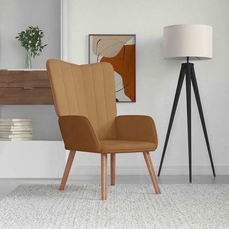 vidaXL Relaxing Chair Brown Velvet (1/5)