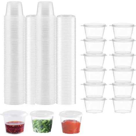 Pot En Plastique Avec Couvercle - 4 Oz - 118 Ml - Résistant À La Pression Et Aux Chocs - À Empiler - Réutilisable - 50 Pièces (1/5)