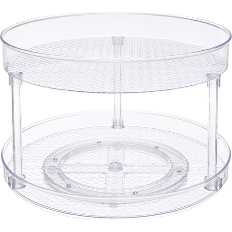 Plateau de rangement tournant à 2 niveaux, transparent, 22,9 cm