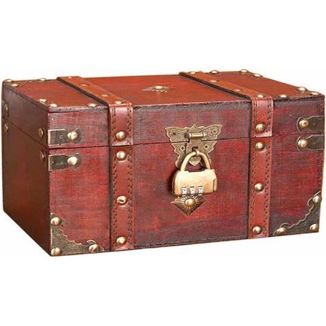 Tigrezy – Coffre au trésor en bois 18x11x10 cm – Matériau bois usiné – Serrure à combinaison 3 chiffres – Boîte de rangement décorative (1/5)
