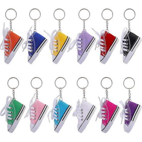Porte-clés Mini Toile Sneaker Chaussure Porte-clés Pendentif Fête D'anniversaire Souvenir Cadeau 12 pcs, (1/5)