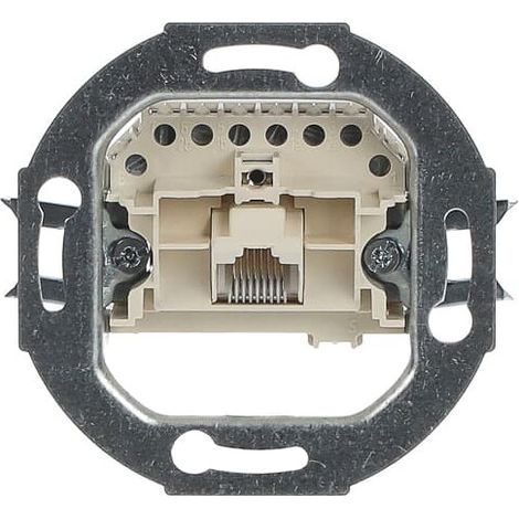Busch-Jaeger Insertos de cajas de conexión, UAE de 8 polos, Cat 3, conector RJ45 8(8) inclinado, versión simple, blanco (0213), 2CKA000230A0227
