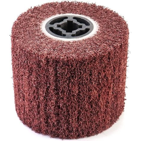 Brosse abrasive fibre synthétique Grain 80 Ø120xH100mm Trou 19mm pour Rénovateur Extérieur et Polissage Acier Inoxydable (1/5)