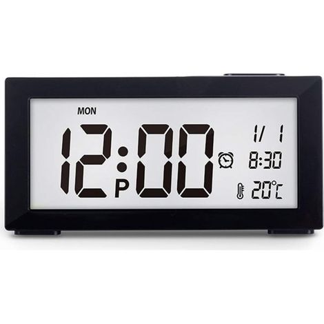 MINKUROW Sveglia Digitale Con Tester Di Temperatura, Ora, Datario, Retroilluminazione, Luminosità Regolabile, Orologio Da Comodino In Studio E Camera Da Letto, Nero (1/5)