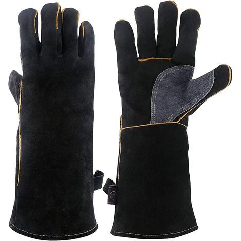 Gants de travail résistants à l'usure pour soudage, feu, pour chauffage au bois, cheminée, poêle, four, gril (1/4)