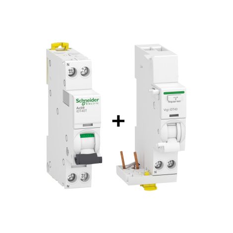 SCHNEIDER - Disjoncteur Ph/N 20A IDT40T - 6KA + Bloc diff. 25A 30mA type AC - Ru00e9f. : A9P22620+A9Y62625 (1/3)