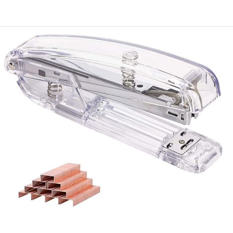 Agrafeuse transparente de bureau en acrylique avec 1000 agrafes 26/6, kit d'accessoires de bureau pour bureau à domicile (argent) (1/2)